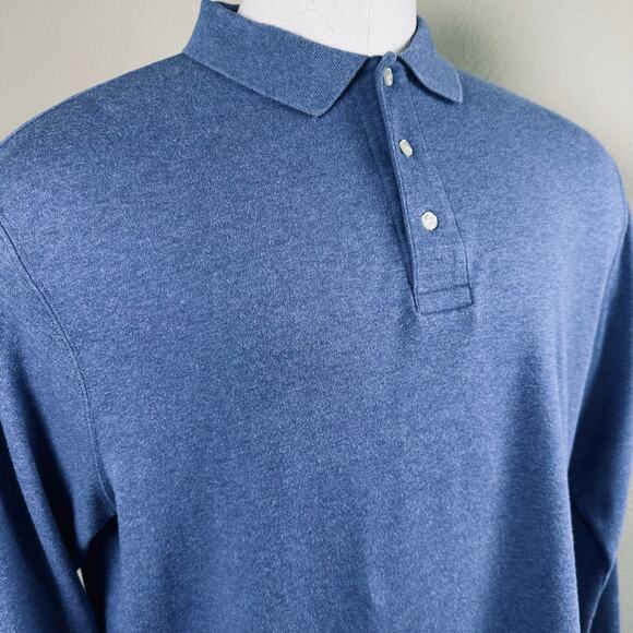 Lands' End Peruvian Cotton Shirt L Long sleeve 3 button neck collar - Picture 2 of 7